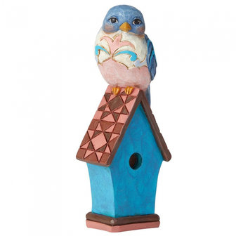 Jim Shore beeldje Bluebird on Birdhouse