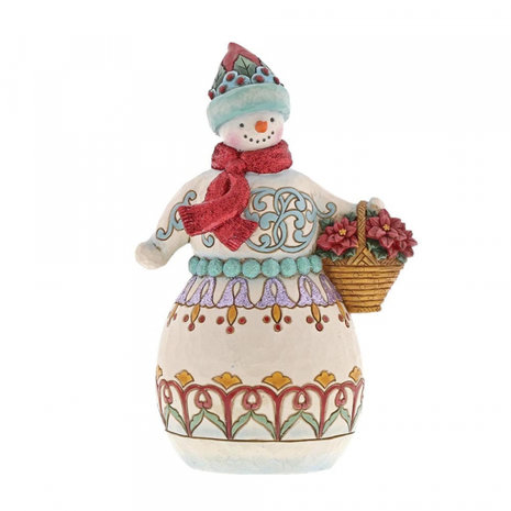 Jim Shore beeld Winter Wonderland Snowman with Basket