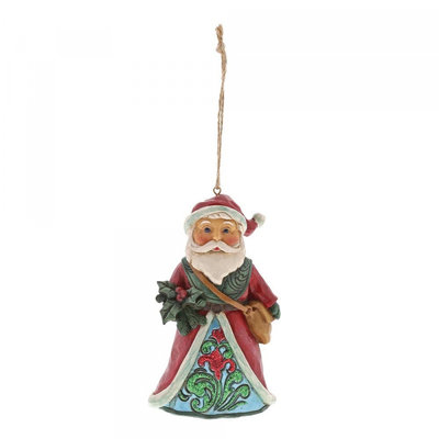 Jim Shore Winter Woodland Santa holding holly(hanging ornament)