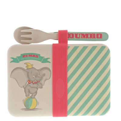 Dumbo Bamboo Snack Box with Cutlery Set