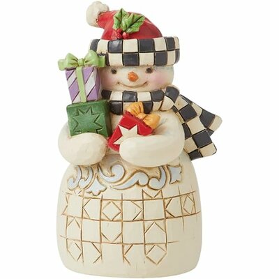Jim Shore Mini Snowman with Checkered Hat