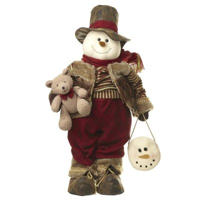 Sneeuwpop met beer en tasje